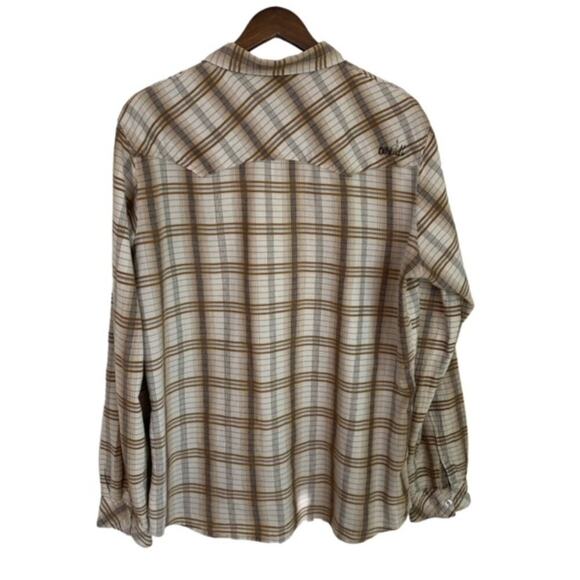 O'Neill Tan and Brown Plaid Button Up Shirt - XL - Picture 3 of 6